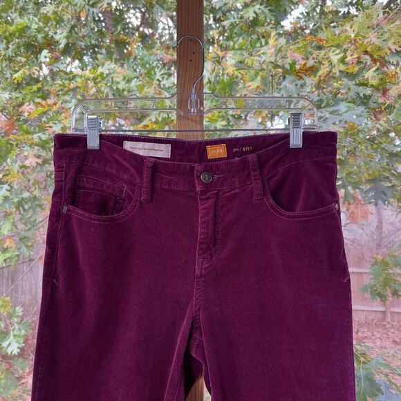 Anthropologie Pilcro Stet Cords Burgundy Tapered Leg Ankle Zip Size 29" - Picture 3 of 7